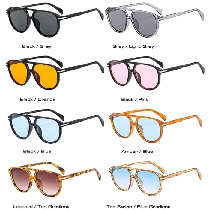 SO & EI rétro Double ponts pilote hommes Rivets lunettes de soleil marque de mode concepteur femmes luxe