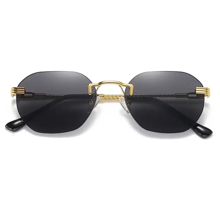 Lunettes de soleil sans cadre en métal doré pour femmes