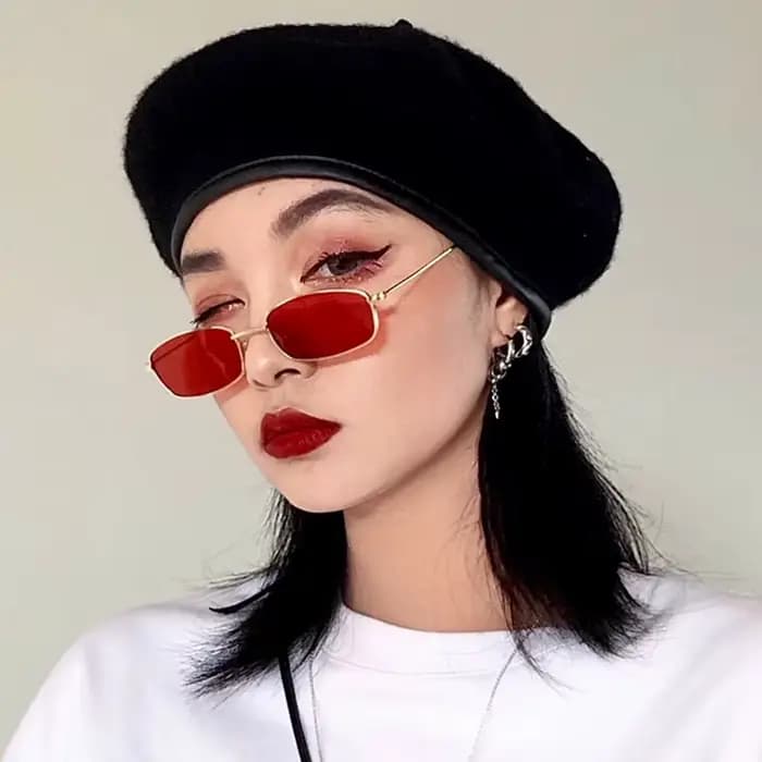 ZXWLYXG 2025 nouvelles petites lunettes de soleil rectangulaires femmes rétro marque concepteur rouge