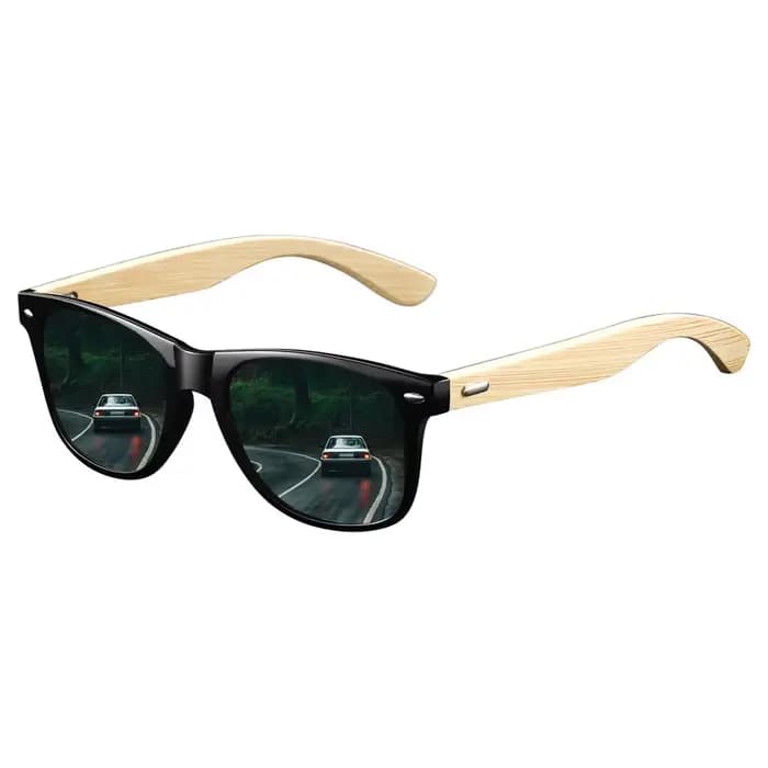 Lunettes de soleil carrées vintage en bois de bambou