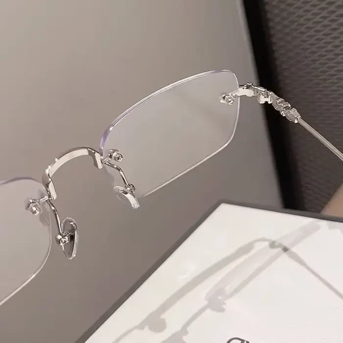 Nouvelle mode lunettes sans cadre pour femmes hommes argent Rectangle
