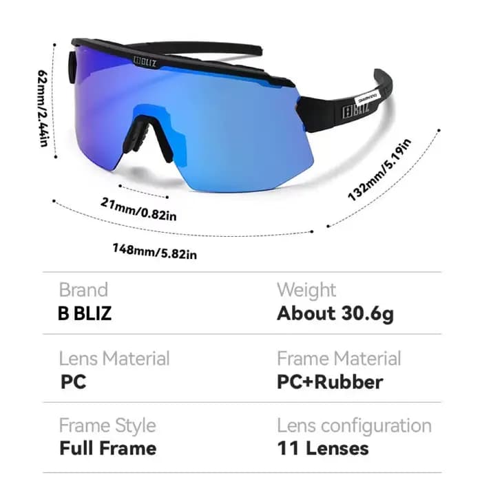 Lunettes de cyclisme B BLIZ Breeze UV400 coupe-vent pour VTT, unisexe, pour le cyclisme, le ski et la randonnée, avec 2 verres interchangeables