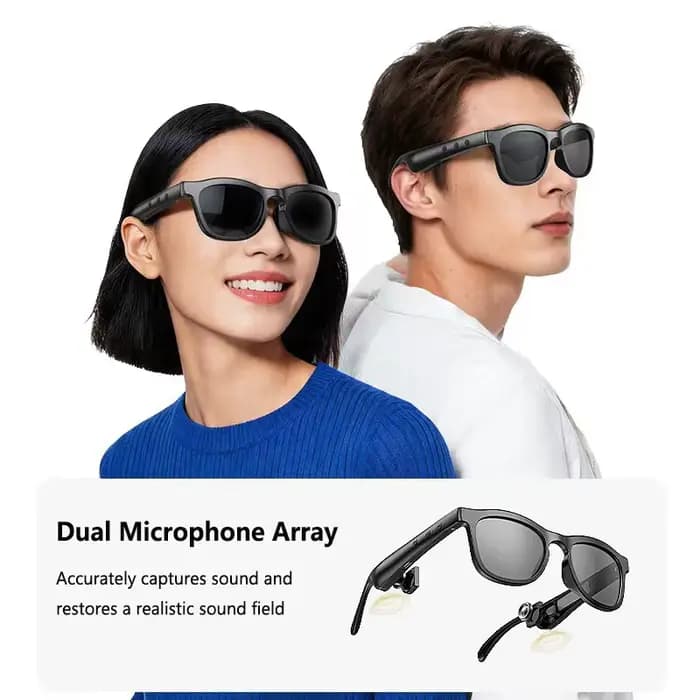 Lunettes intelligentes Lenovo Fashion Touch avec assistant vocal, Bluetooth, contrôle à distance pour la prise de vue, pour hommes et femmes