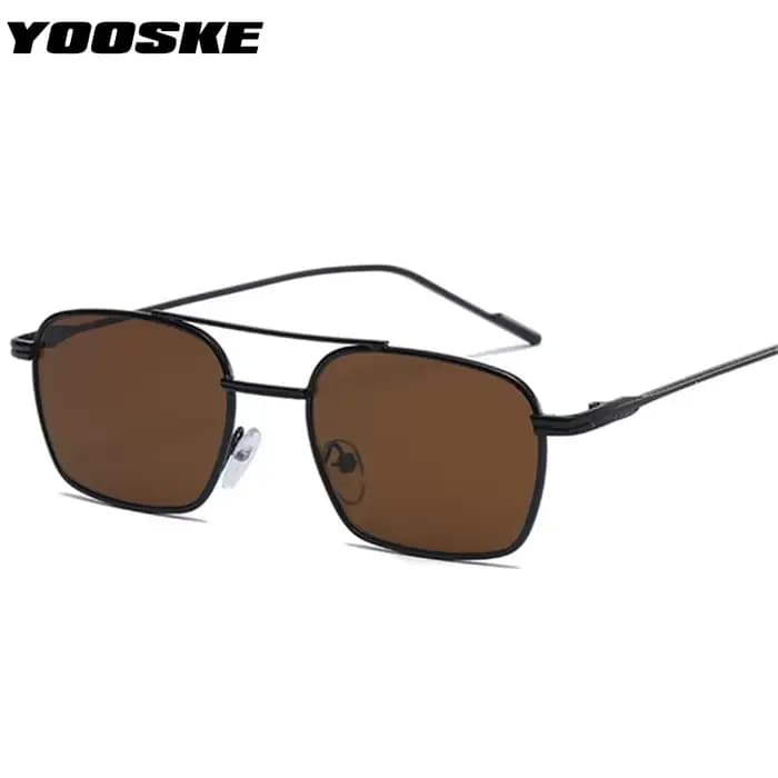 YOOSKE petite monture Double faisceau lunettes de soleil femmes hommes marque de mode concepteur métal carré