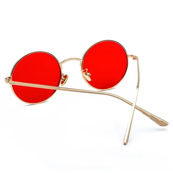 Lunettes de soleil rondes en métal doré pour hommes et femmes