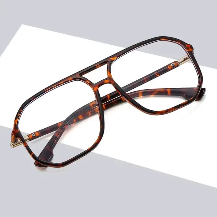 Ins mode polygone grand cadre Anti lumière bleue lunettes femmes hommes simplicité Double pont