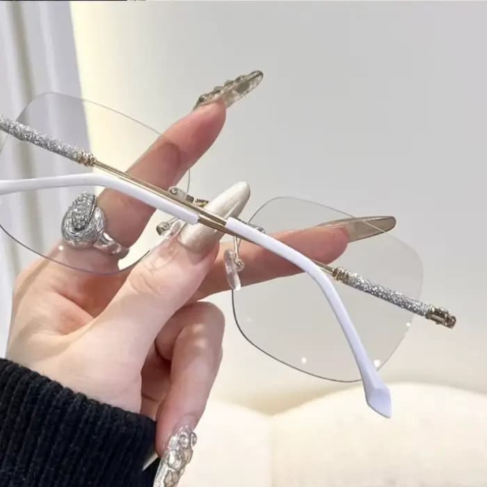 Lunettes tendance sans monture, ultra-légères, de forme carrée, à bords coupés, anti-lumière bleue, lunettes ultra-légères unisexes