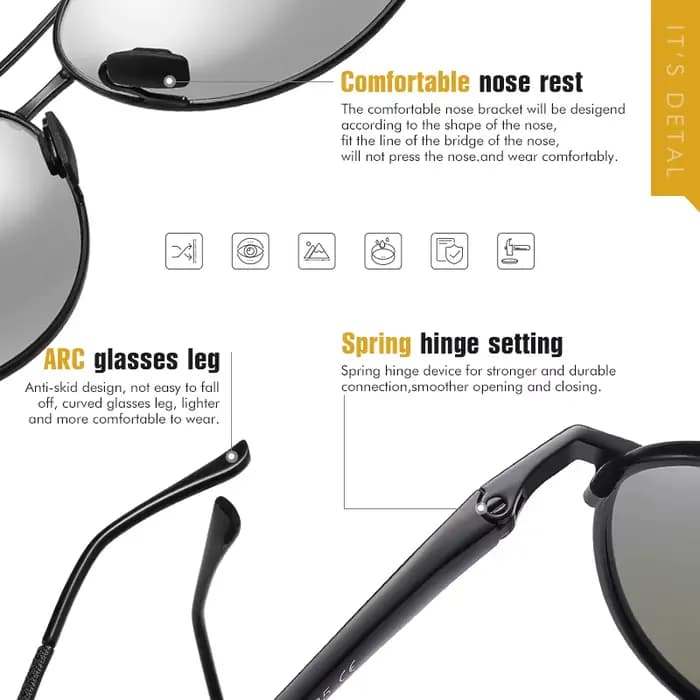 LIOUMO Aviation lunettes de soleil polarisées hommes