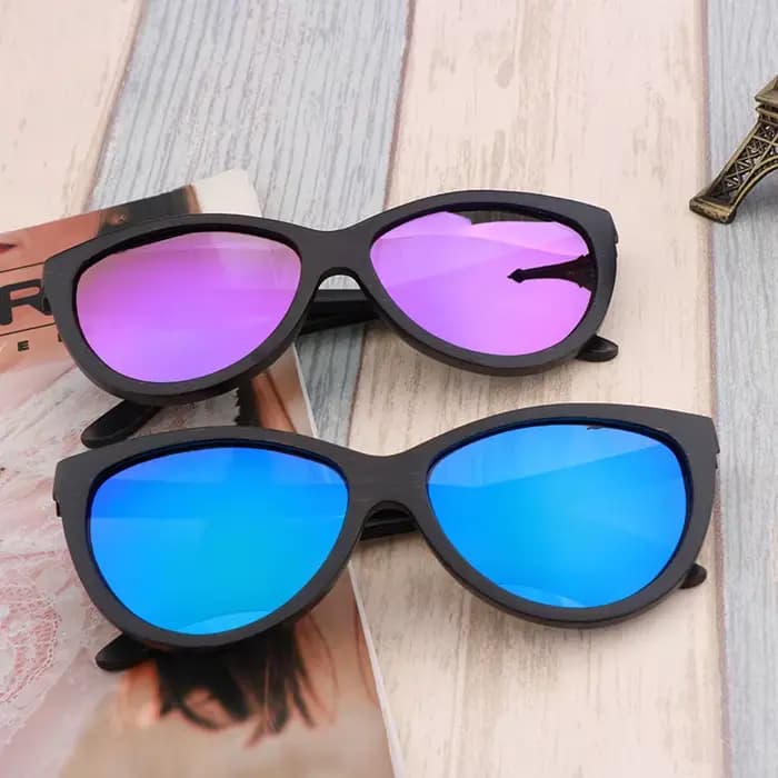 Lunettes de soleil noires en bambou pour hommes et femmes