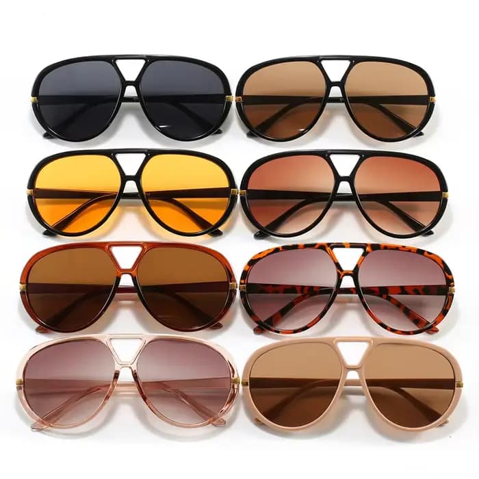 Lunettes de soleil ovales Orange à grande monture pour femmes