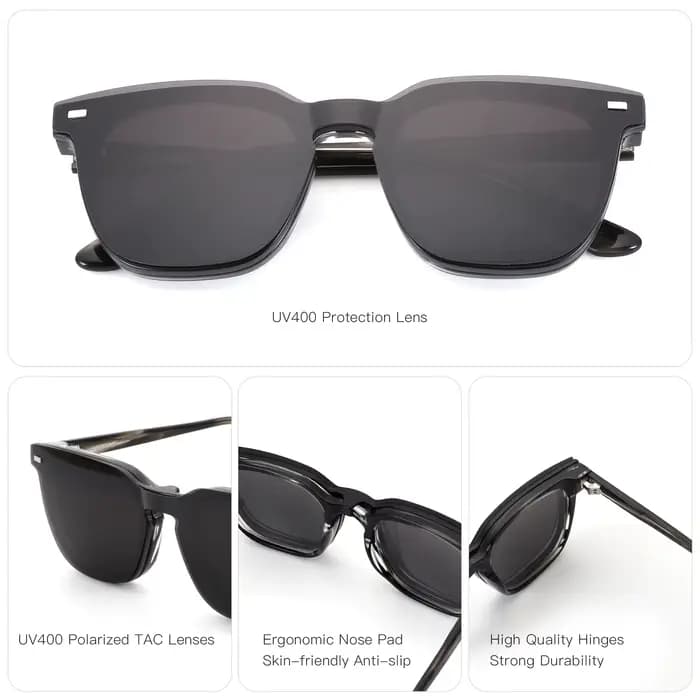 ZENOTTIC (taille L) Lunettes de vue polarisées magnétiques à clipser pour hommes