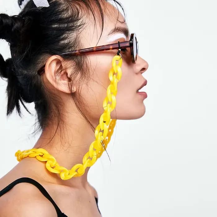 Nouvelle couleur acrylique lunettes de soleil chaîne femmes chaînes