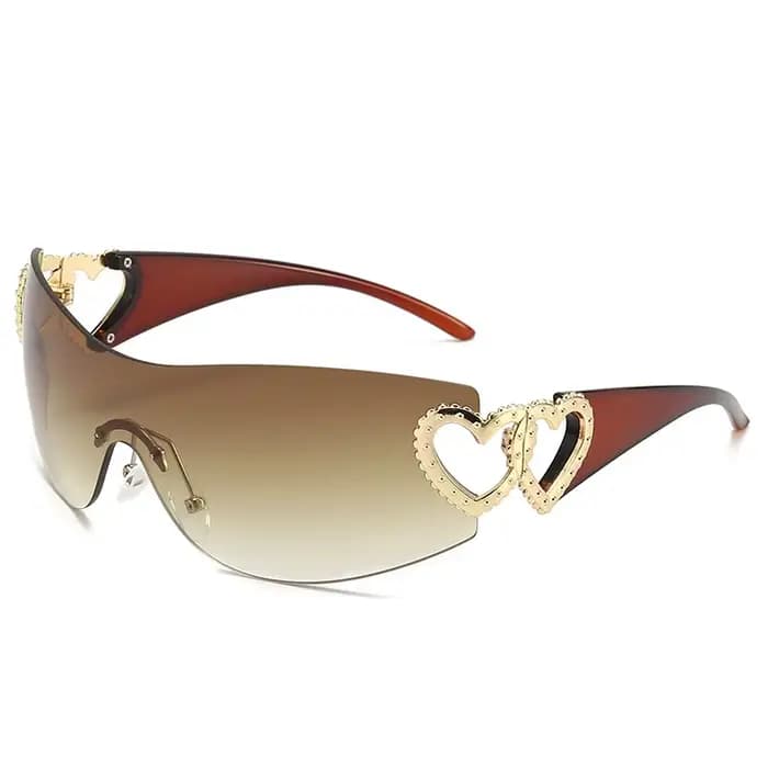 Femmes Mode Tendance Lunettes De Soleil Sans Monture One Piece De Luxe