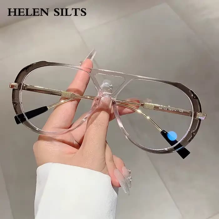 Lunettes de soleil ovales Vintage à Double pont UV400