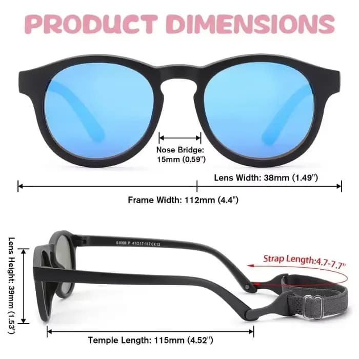 Premières lunettes de soleil pour bébé avec sangle
