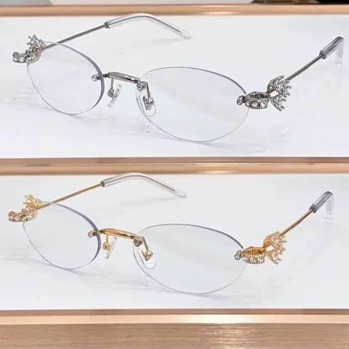 Lunettes sans monture incrustées d'or