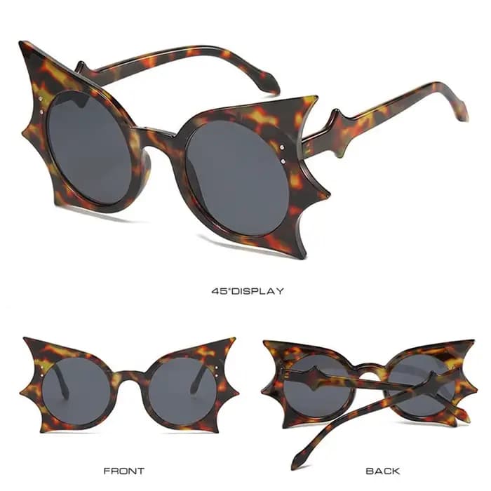 Lunettes de soleil gothiques en forme de chauve-souris sans bords pour femmes