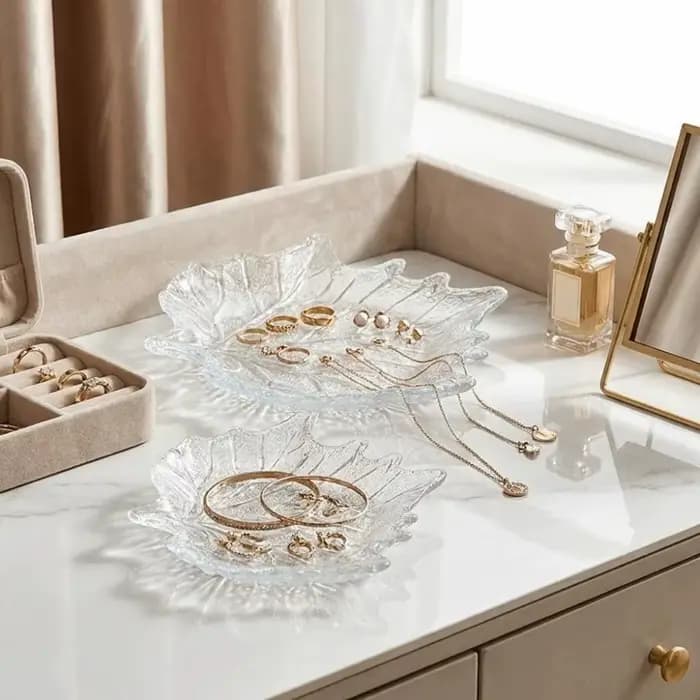 Plat à dessert en verre à motif de feuilles surélevées, forme de feuilles, style européen, assiette à fruits, plateaux décoratifs pour fruits secs, utilisation en cuisine