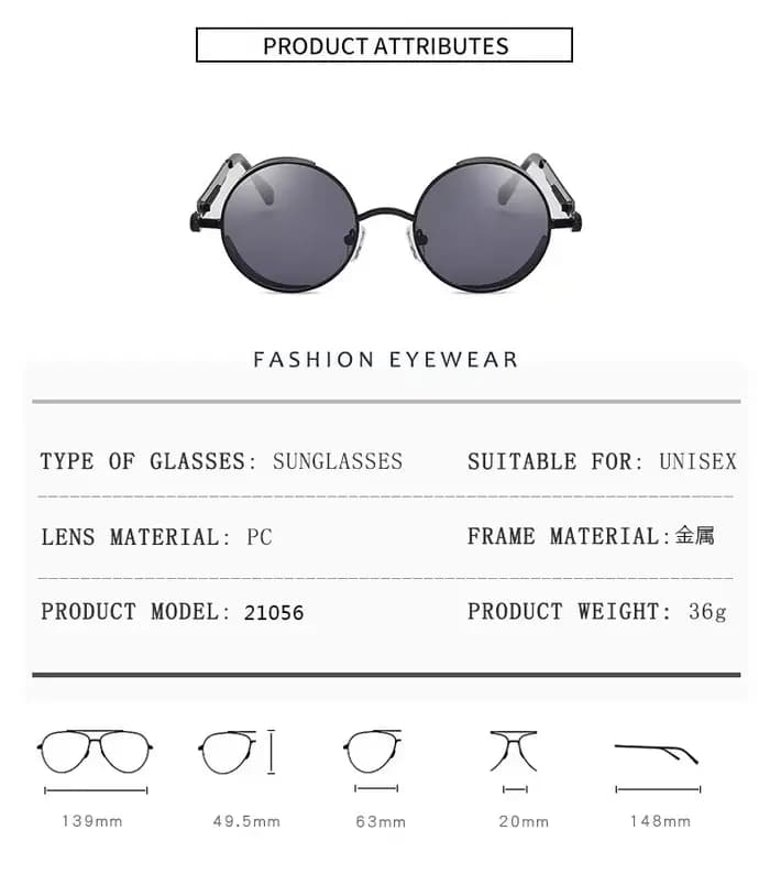 Lunettes De soleil Steampunk en métal pour hommes et femmes