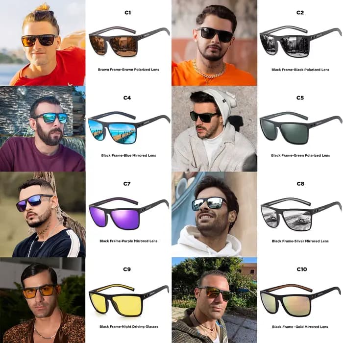 ZENOTTIC Lunettes de soleil polarisées carrées rétro