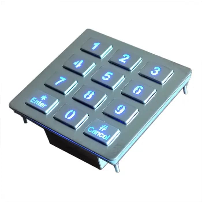 Clavier USB rétro4.2 en métal à montage sur le dessus, rétroéclairage LED, 12 prédire, 3x4, clavier en acier inoxydable pour système d'accès