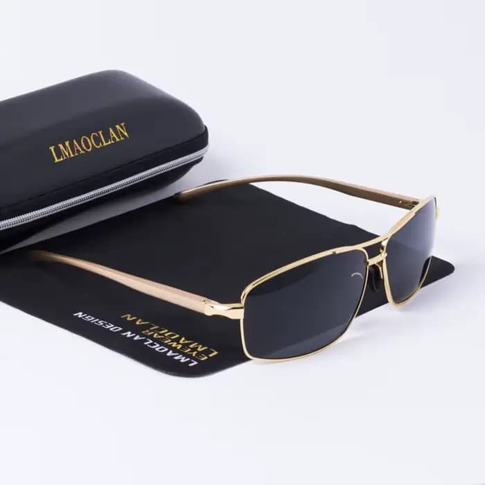 LMAOCLAN marque aluminium magnésium polarisé or lunettes de soleil hommes UV400 classique mâle