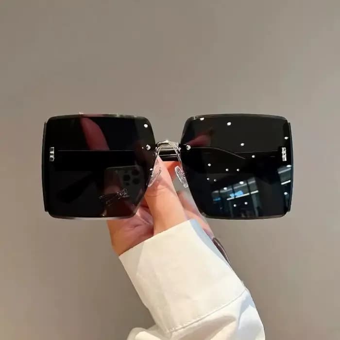 Lunettes de soleil rétro carrées sans cadre pour femmes