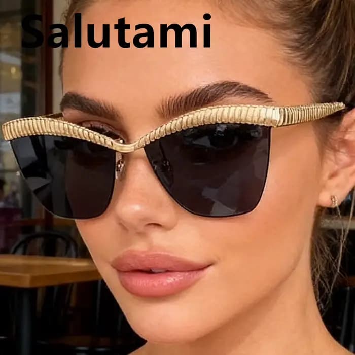Lunettes de soleil œil de chat demi-cerclées uniques pour femmes