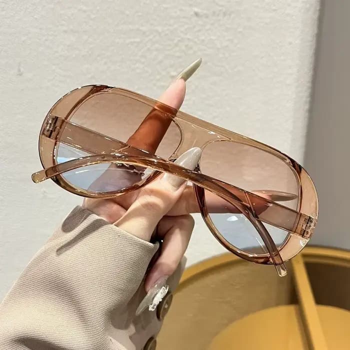 Lunettes tendance à monture large et circulaire pour femmes