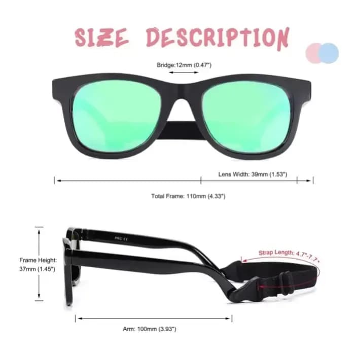 Lunettes de soleil polarisées flexibles et pliables pour nouveau-né de 0 à 24 mois