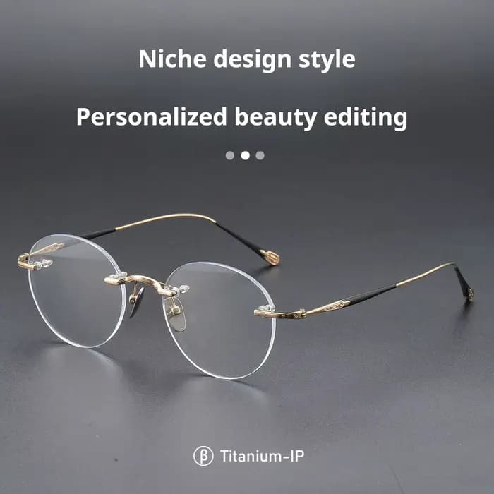 YIMARUILI Lunettes Rétro Rondes en Titane Sans Monture pour Hommes et Femmes
