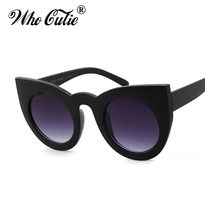 WHO CUTIE 2024 lunettes de soleil rondes œil de chat femmes marque concepteur 90S Vintage blanc noir femme Cateye