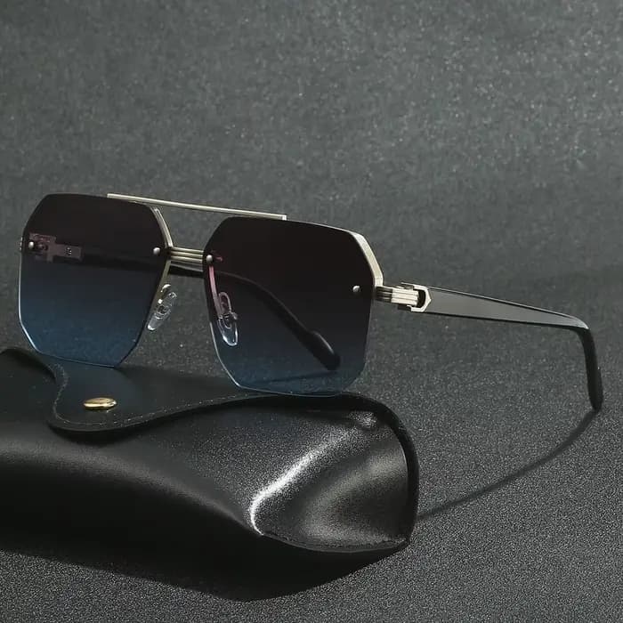 Lunettes de soleil polygonales rectangulaires tendance avec monture métallique pour femmes et hommes