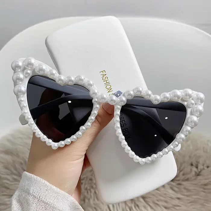 Nouvelle mode De luxe scintillant perle d'amour lunettes De soleil femmes Vintage
