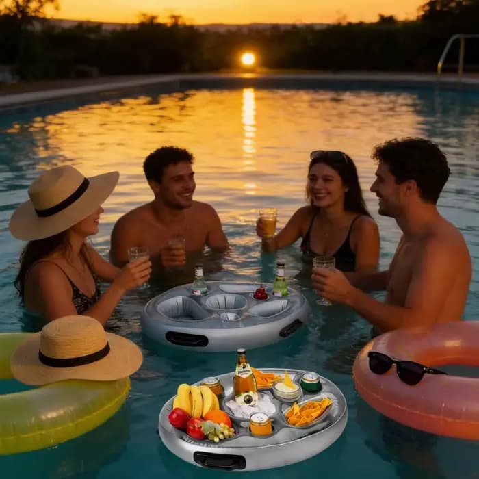 Porte-gobelet gonflable pour boisson, flotteur de piscine, barre de bière glacée, baignoire, support de fruits, récipient à vin, décor de fête, accessoire de plage