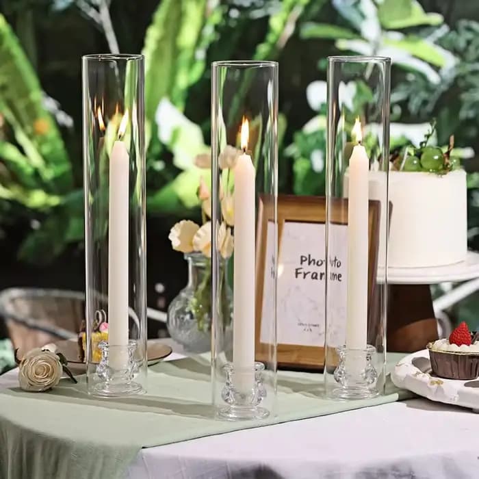 20 supports de bougies transparents, porte-bougie en verre hurricane, utilisés pour décorer le centre de la table à manger, mariage