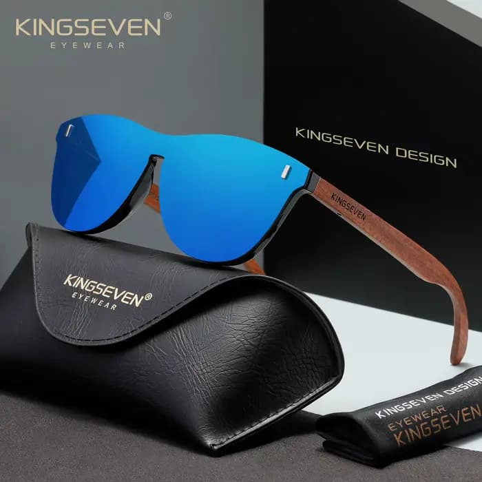 Lunettes de soleil rétro en bois KINGSEVEN pour hommes
