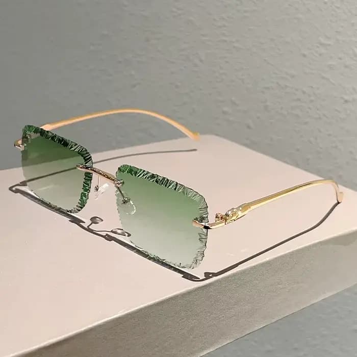 Lunettes de soleil carrées sans bords pour femmes et hommes