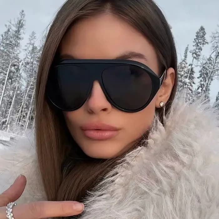 Lunettes de soleil aviateur à grande monture pour femmes