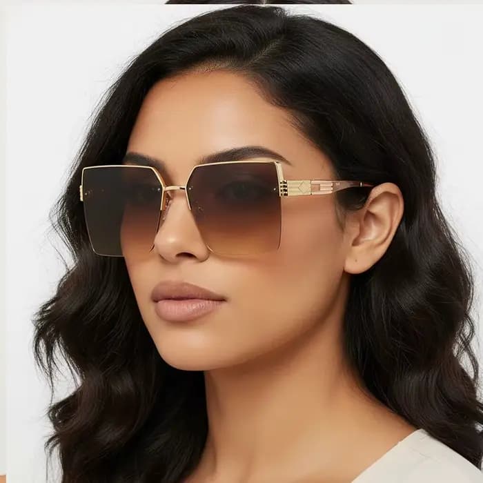 Nouveau demi-monture carré Protection UV lunettes de soleil à la mode unisexe Style de rue