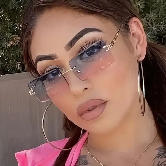 Lunettes élégantes à la mode dégradées sans cadre pour femmes