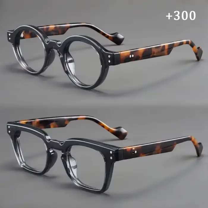 Lot de 2 lunettes de lecture rectangulaires et rondes élégantes en écaille de tortue