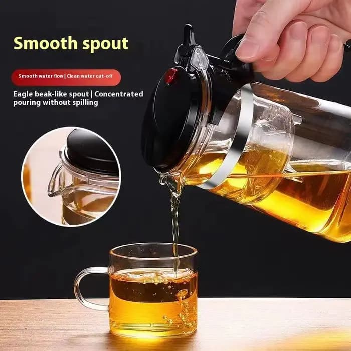 Théière créative en verre borosilicate de 750 ml avec filtre, grande capacité, pour la maison et le bureau, avec couvercle et tasse flottante pour un thé parfait