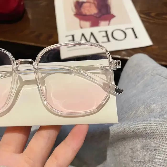 Lunettes surdimensionnées en poudre rose avec blocage de la lumière bleue
