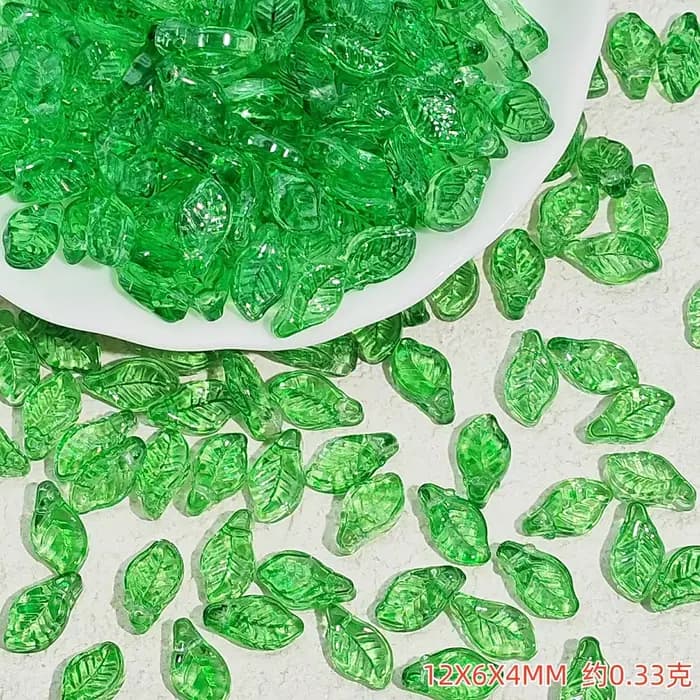 Perles en verre transparent dégradé en forme de feuille 12x6x4mm, 50 pièces, perles colorées en forme de feuille de vigne, accessoires de fabrication de bijoux faits à la main DIY