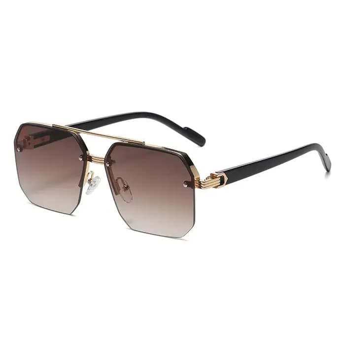 Lunettes de soleil carrées en métal pour hommes