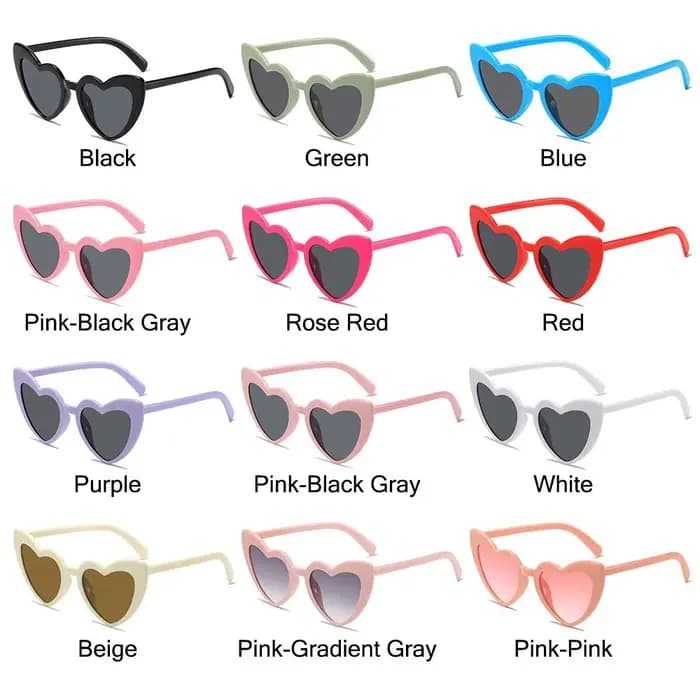 Lunettes de soleil en forme de coeur Vintage tendance rue tir nuances Protection UV mode irrégulière rose