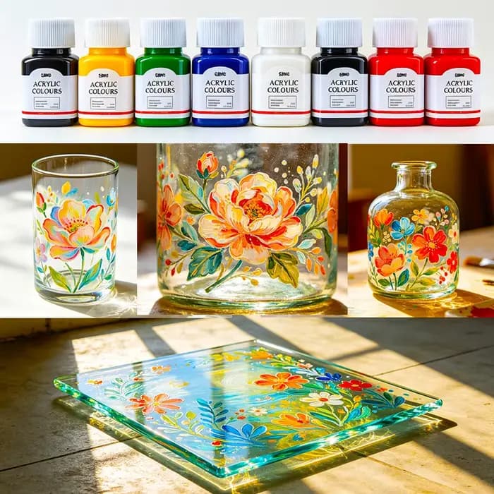 Ensemble de 6 couleurs de peinture émail pour verre, imperméable et résistant au soleil, pigment pour peinture à la main, pour tasses, vitres, bricolage, artisanat, décoration artistique