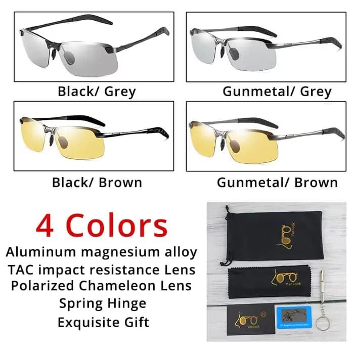 Lunettes de soleil photochromiques polarisées pour hommes