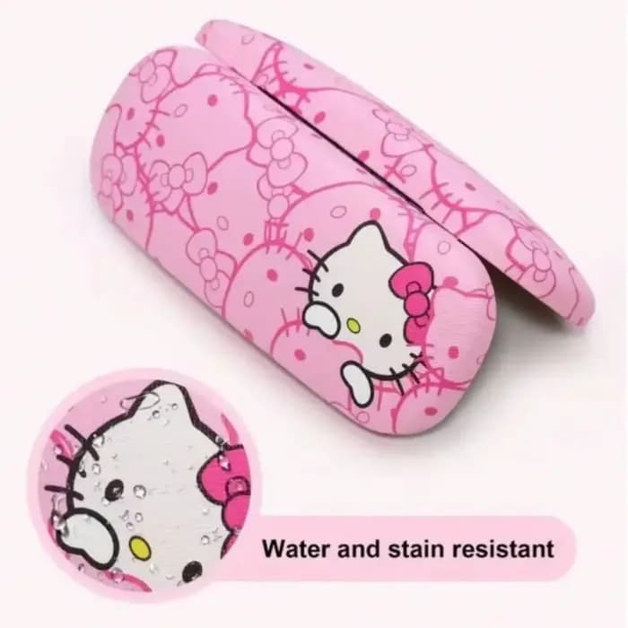 Étui à lunettes Hello Kitty et chiffon de nettoyage en microfibre douce, motif tête de chat rose, utilisé pour nettoyer et ranger les lunettes, les téléphones portables, 3 pièces